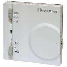 Termostato analógico SEICO para fancoil – Control de temperatura 10-30°C – 230V – 3 velocidades – Modo frío/calor