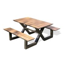 Vancouver - Mesa De Jardín De Aluminio Y Tablero Hpl Efecto Madera Paris Garden