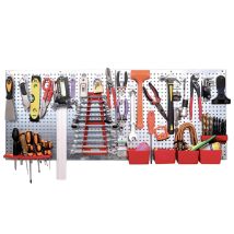 Panneau Mural D'Atelier Bmi, 34 Access. 25 Crochets En Acier Et De 4 Bacs, 1 Support À Forets, Tournevis, Clés, Sans Outils