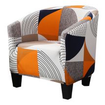 Fodera Per Poltrona Cabriolet Stampata, Fodera Per Divano Con Motivo Geometrico, Fodera Per Poltrona Relax Club Tub Chair Elasticizzata, Poliestere 