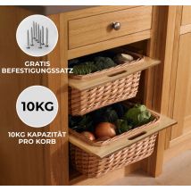 Monster Shop - Ausziehbare Schrankkörbe Weidenkörbe Küchenkörbe Rattan Unterschrank Buche 500mm