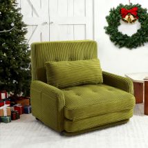 Homemiyn Sessel-sofa Einzelsitz - Olivgrün Velours - Vollkomfort Mit Inklusivem Kissen