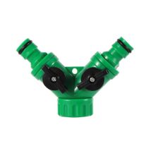 BES 2-Wege Anschluss-Splitter Hahn 3/4" Schnellverbinder 1/2" Bewässerung mit Absperrventilen Schraubmontage
