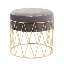 Tabouret Semi Artisanal Zafa 40x40 Gris Et Or