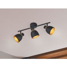 Trio Lighting - Deckenstrahler Punch 3-flammig Schwarz Gold Mit Drahtgeflecht, Breite 45cm