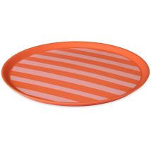 Teller NORA – 25,5 cm – strapazierfähiger Kunststoff – spülmaschinenfest – orange mit Streifenmuster