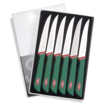 Premana Professional Confezione Coltelli Costata, Acciaio Inossidabile, Verde/rosso, 25.5x15.5x2.0 Cm, 6 Unità - Sanelli