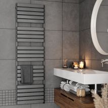 Bathroom Electric Towel Radiator Designer Heated Towel Rail Flat Panel Grey