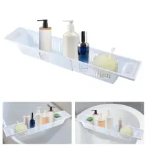 Pp Badewannenablage Ausziehbar Weiß 80x15x10cm Einziehbar Badewannentablett Aus Kunststoff Für Duschgel