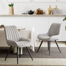 Lot De 2 Chaises De Salle À Manger, Chaise De Cuisine Avec Dossier, Chaise De Salon Ergonomique, Chaise En Tissu, Gris Clair