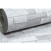 Ps - Rustic Brick 3d Effect White Light Medium Grey Textured Feature Wallpaper