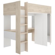 Cama Estudio SPYLO natural – Melamina – 205 cm ancho – 177 cm alto – 112 cm fondo – Capacidad colchón 90x190/90x200 cm