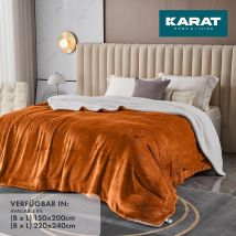 Karathomeliving - Plaid Douillet Glory, Couverture Polaire Certifié Oeko-tex, Double Face, Brun 220 X 240 Cm