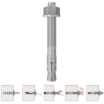 Fischer – FXA 8 x 91 Through Bolt – Zinc-Plated Steel Anchor for Concrete and Natural Stone – Versatile Installation