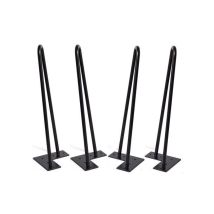 Conjunto De 4 Patas Horquilla Mesa 20 Cm, Patas Para Mesa De Centro, Patas Para Muebles De Acero Diseño Industrial 2 Varillas Resistentes Negro