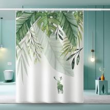 Perle Rare - Anti-mold Shower Curtain 180x200 Cm, Machine Washable Fabric Shower Curtain With 12 Rustproof Hooks, Polyester Flamingo Shower Curtain