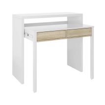 Scrivania Consolle Estensibile Bianca Con Cassetti Rovere