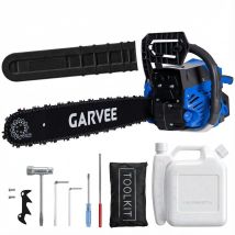 Lunsy –trôneçonneuse Thermique 58cc, Guide 50cm, Moteur 2 Temps, Double Réservoir, Anti-vibration, Antidérapante, 5800 Bleu