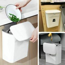 Sealed Indoor Kitchen Compost Bin With Lid For Food Waste, Small Kitchen Trash Can With Lid, Hanging Bin For Kitchen Cabinet Door Or Under Sink, 9l 