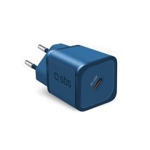 Cargador USB SBS – Carga rápida – 100-240V – 1 puerto Tipo C – Protección sobrecalentamiento – Color azul