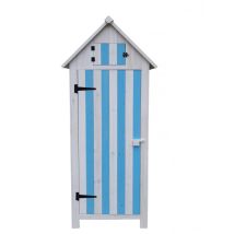 Armadio Da Giardino In Legno Di Abete Blu E Bianco 65x44 Cm – 3 Ripiani E Tetto Bitumato – Impermeabile – Arm0805rbb Foresta