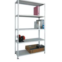 Prometal Regalset 5 Ablagen Stahlblech grau 100x30x186 cm – Werkstattregal – 5 Regalböden – Max. Traglast 200 kg