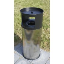 Cendrier de sécurité combiné – 75 litres – Inox noir mat – Ignifuge – Poubelle d'extérieur