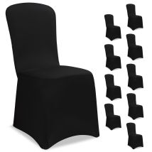 Detex Stuhlhussen 10er Set Stretch Öko-tex Zertifiziert Stuhlbezüge Hussen Stühle Bezug Überwurf Hochzeit Weihnachten Schwarz