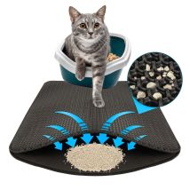 Karathomeliving - Tapis De Litière Pour Chat Charly - Conception En Nid D'Abeille À Double Couche, Lavable, 76 X 61 Cm, Anthracite