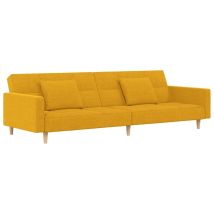 Devenirriche - Sofá Cama De 2 Plazas Con Dos Almohadas Tela Color Amarillo Vidaxl