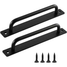 Sliding Door Handle, 2 Pack Barn Door Handle, Door Handle In Black, Interior And Exterior Door Handles With Screws, For Kitchen, Furniture, Cabinets, 
