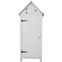 Armadio Foresta Casetta Da Giardino In Legno Di Abete Colore Bianco 0,77x0,55x1,79h Con 3 Ripiani - Foresta