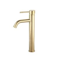 Grifo Monomando Para Lavabo, Diseño Moderno Y Creativo, Grifo Monomando Pulido, Acabado En Oro Cepillado, Latón Macizo (2 Mangueras Flexibles 