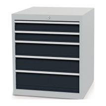 Armario de cajones H819XL705XP736MM gris ligro/antracita – 5 cajones – Capacidad de carga 1500 kg – Ideal para talleres y garajes