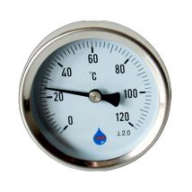 1/2" 120°C Thermometer – Durchmesser 63 mm – Sensorlänge 40 mm – Messing – stoßfestes Kunststofffenster