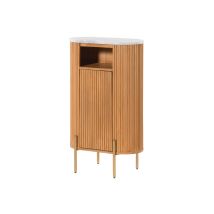 Badschrank Mango 55x30x90 Natur Lackiert / Marmor Weiß Barcelona 555