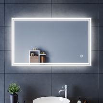 Led-spiegel Badezimmerspiegel Mit Led-beleuchtung Kosmetikspiegel Wandspiegel Licht Illumination Mit Touch Control 100x60 Cm - Sirhona