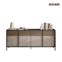 Aparador Moderno Para Sala De Estar Y Cocina 4 Puertas 206x40x86cm Solna - Beige
