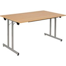 Tavolo Pieghevole Standard – 3700245507599 – Telaio in tubi quadri, Simil-faggio, 140 x 80 cm – Certeo
