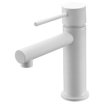 Imex Miscelatore Lavabo Monocomando Bianco Opaco In Ottone E Zama Con Cartuccia Ceramica Ø25mm E Tubi Flessibili Serie Milos Modello Stick Imex-
