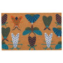 Relaxdays Coconut Doormat 60x40cm, Butterfly Design, Non-slip, Weatherproof, Indoor & Outdoor, Multicoloured