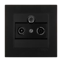 Prise Terminale Rtv-sat Avec Filtre Noir – Ensemble Complet Avec Plaque – 279/14e Exen