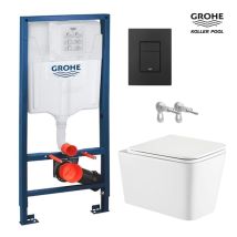 Bastidor Grohe Pack Cisterna Empotrada Y Pulsador Negro Mate Con Inodoro Wc Suspendido Rim-ex Trend 49cm Sist.vortex De Kp