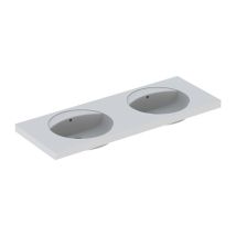 Geberit - Preciosa Lavabo Doppio 1300x550mm Senza Foro Rubinetto Con Troppopieno Bianco Kt