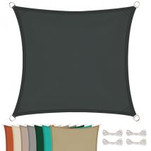 Voile D'Ombrage Carré Pour Terrasse, Jardin, Toile Imperméable Et Résistant Uv - 3 X 3 M - Gris Foncé - Linxor