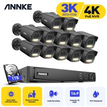 12× Cameras Audio Recording Cctv Kit,4k 16ch H.265+ Poe Nvr Video Surveillance System Ip67 Weatherproof,24/7 Surveillance Recording- 1tb Hdd - Annke