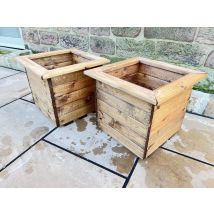 Charles Taylor Trading - 2 X Charles Taylor Wooden Large Square Trough Planter Flower Shrub Tree Pot