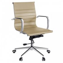 Capaldo Chefsessel Beige – Gestell aus verchromtem Metall – PU-Beschichtung – komfortabel und langlebig