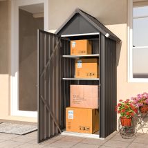 Yodolla - Outdoor Tall Garden Storage Box With 3 Adjustable Shelves,single Door Outdoor Cupboard&cabinet For Garden,metal Garage Storage And Outdoor 
