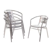 Poltrona In Alluminio Argento, 530mm X 580mm X 735mm, Confezione Da 4 - Bolero